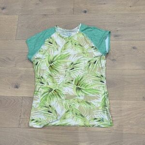 Carve Designs Green and White Tropical Swim Rashguard